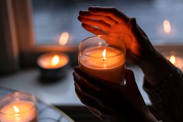 Lavender glass candle